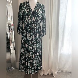 Palm Print Wrap Dress